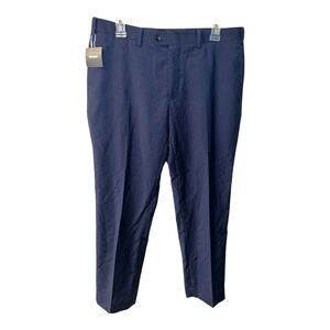 INDOCINO Pants Mens Sz 34x28 Yaletown Blue Wool mohair Trousers Flat Front New